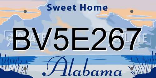BV5E267 Alabama License Plate