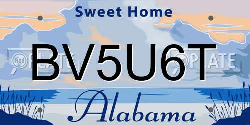 BV5U6T Alabama License Plate