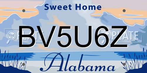 BV5U6Z Alabama License Plate