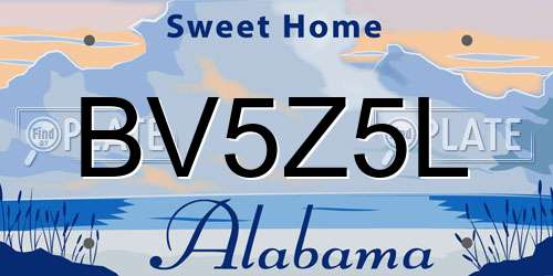 BV5Z5L Alabama License Plate