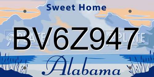 BV6Z947 Alabama License Plate