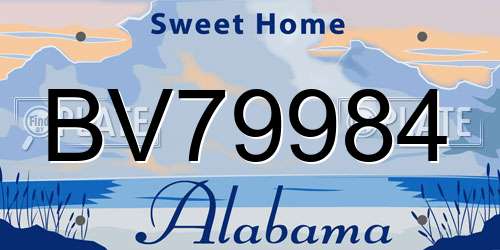 BV79984 Alabama License Plate