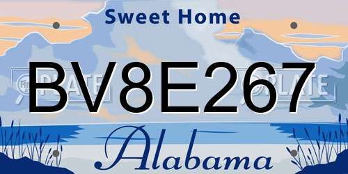 BV8E267 Alabama License Plate
