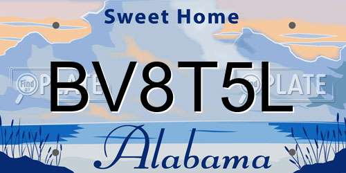 BV8T5L Alabama License Plate