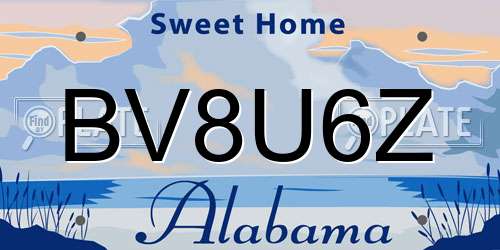 BV8U6Z Alabama License Plate