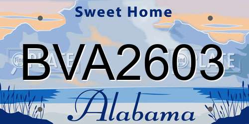 BVA2603 Alabama License Plate
