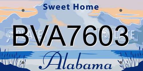 BVA7603 Alabama License Plate