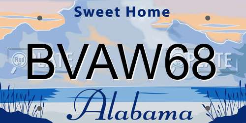 BVAW68 Alabama License Plate