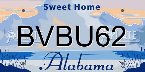 BVBU62 Alabama License Plate