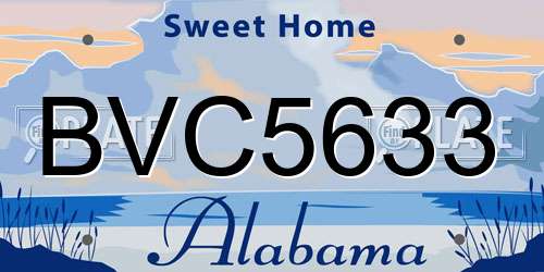 BVC5633 Alabama License Plate