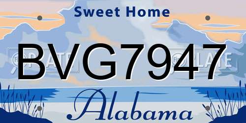 BVG7947 Alabama License Plate