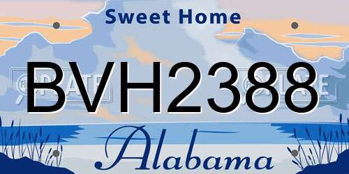 BVH2388 Alabama License Plate