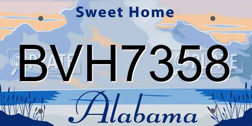 BVH7358 Alabama License Plate