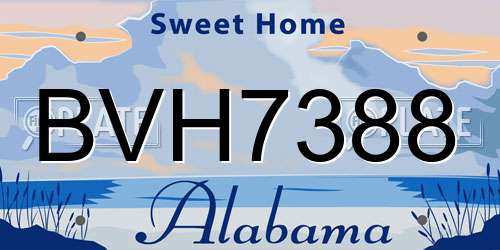BVH7388 Alabama License Plate