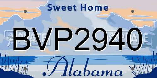 BVP2940 Alabama License Plate