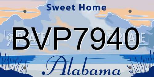 BVP7940 Alabama License Plate