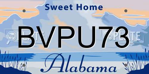 BVPU73 Alabama License Plate
