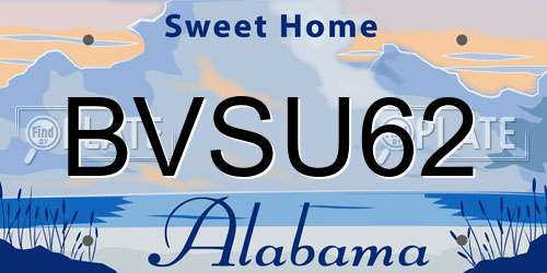 BVSU62 Alabama License Plate