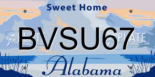 BVSU67 Alabama License Plate
