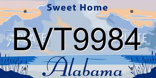 BVT9984 Alabama License Plate