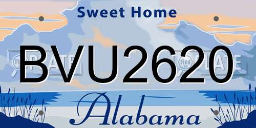 BVU2620 Alabama License Plate