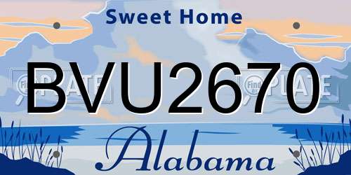BVU2670 Alabama License Plate