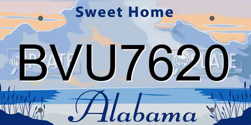BVU7620 Alabama License Plate