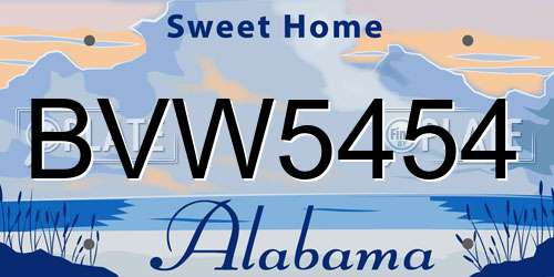 BVW5454 Alabama License Plate