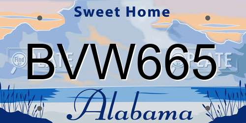 BVW665 Alabama License Plate