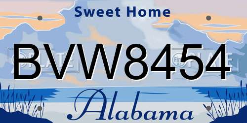 BVW8454 Alabama License Plate