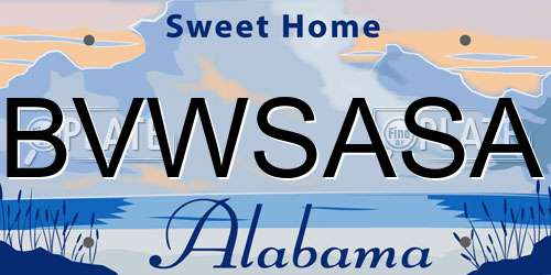 BVWSASA Alabama License Plate