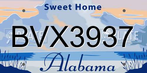 BVX3937 Alabama License Plate