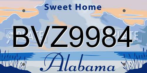 BVZ9984 Alabama License Plate