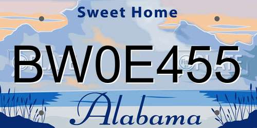 BW0E455 Alabama License Plate