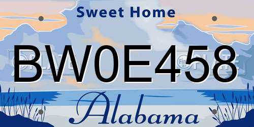 BW0E458 Alabama License Plate