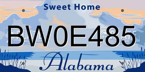 BW0E485 Alabama License Plate