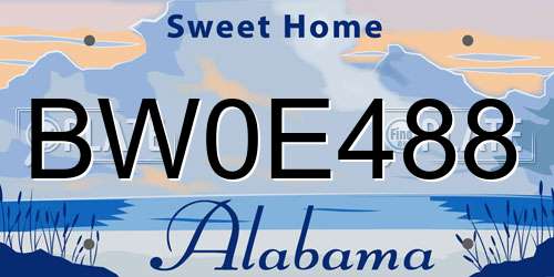 BW0E488 Alabama License Plate