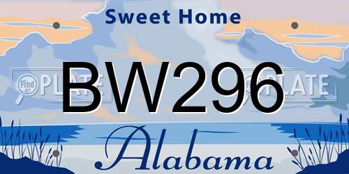 BW296 Alabama License Plate