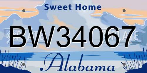 BW34067 Alabama License Plate
