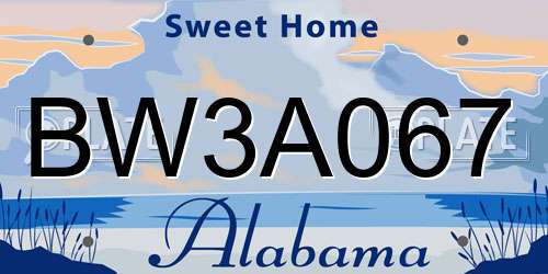 BW3A067 Alabama License Plate