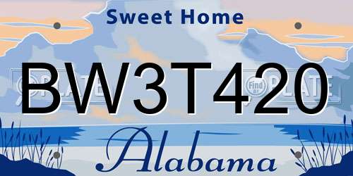 BW3T420 Alabama License Plate