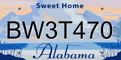 BW3T470 Alabama License Plate