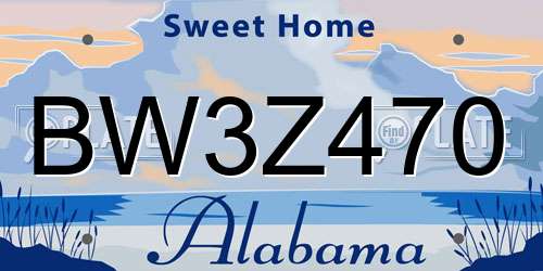 BW3Z470 Alabama License Plate