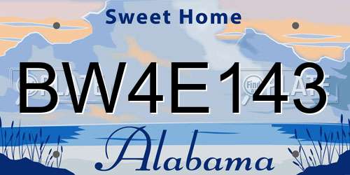 BW4E143 Alabama License Plate