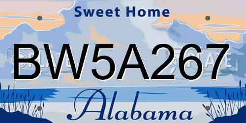 BW5A267 Alabama License Plate