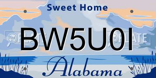 BW5U0I Alabama License Plate