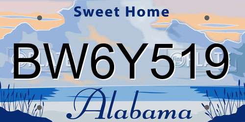BW6Y519 Alabama License Plate