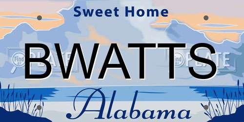 BWATTS Alabama License Plate