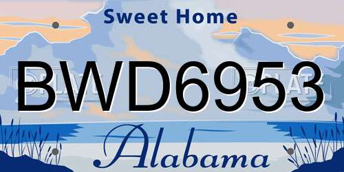BWD6953 Alabama License Plate
