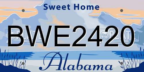 BWE2420 Alabama License Plate